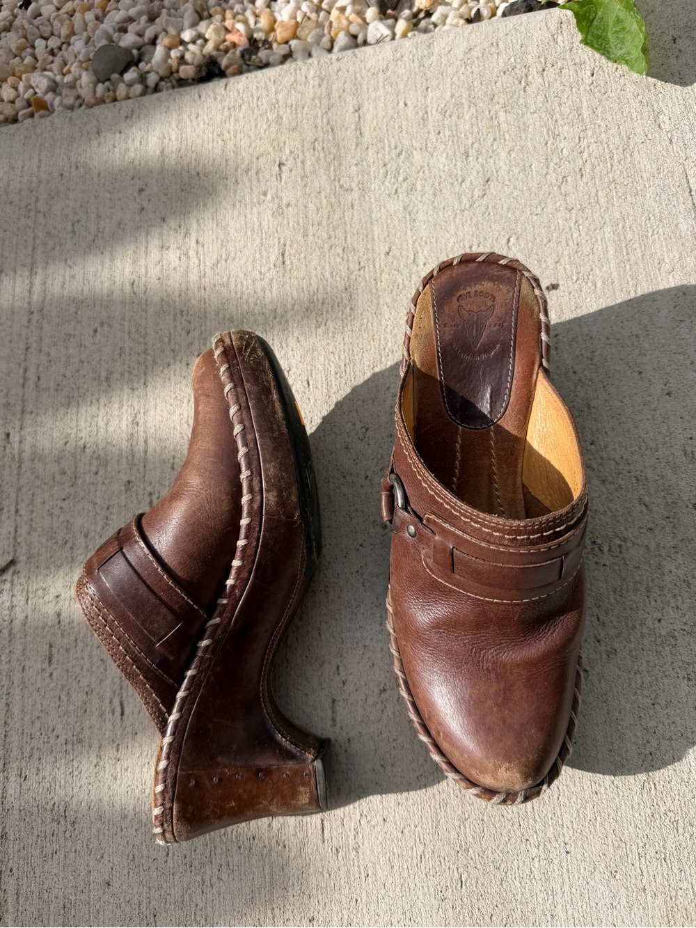 Frye Brown Leather Slip-On Clogs